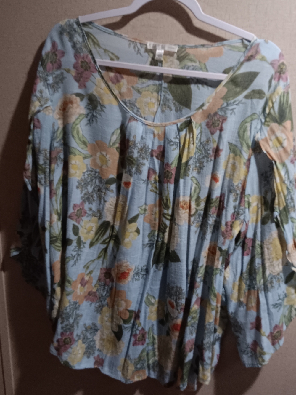 Spense Light Blue Floral Scoop-Neck Tunic